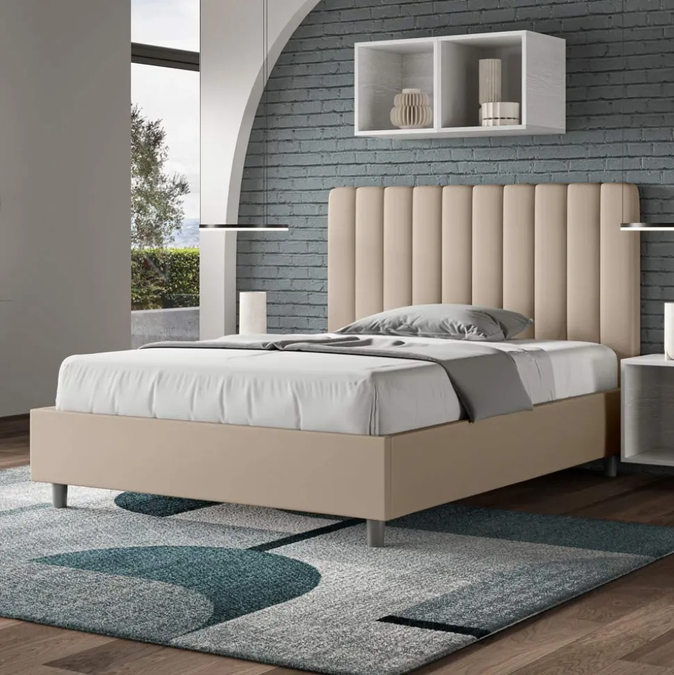 Letto 120x200 cm Testata con Linee Verticali Simmetriche Made in Italy - Guanto