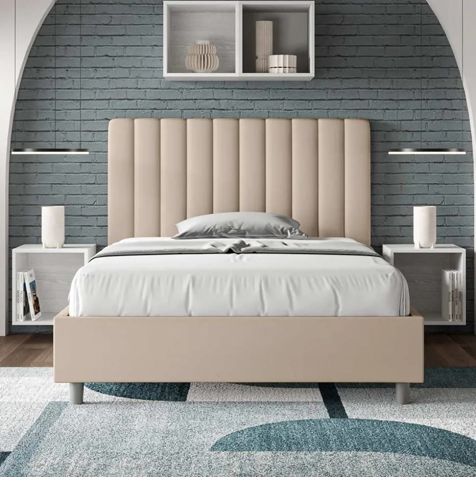 Letto 140x200 cm Testata con Linee Verticali Simmetriche Made in Italy - Guanto