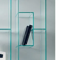 Libreria a Colonna in Vetro Extrachiaro o Fumè da Salotto Made in Italy - Linzy