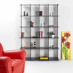 Libreria a muro design moderno in plexiglass fumé Sfera4