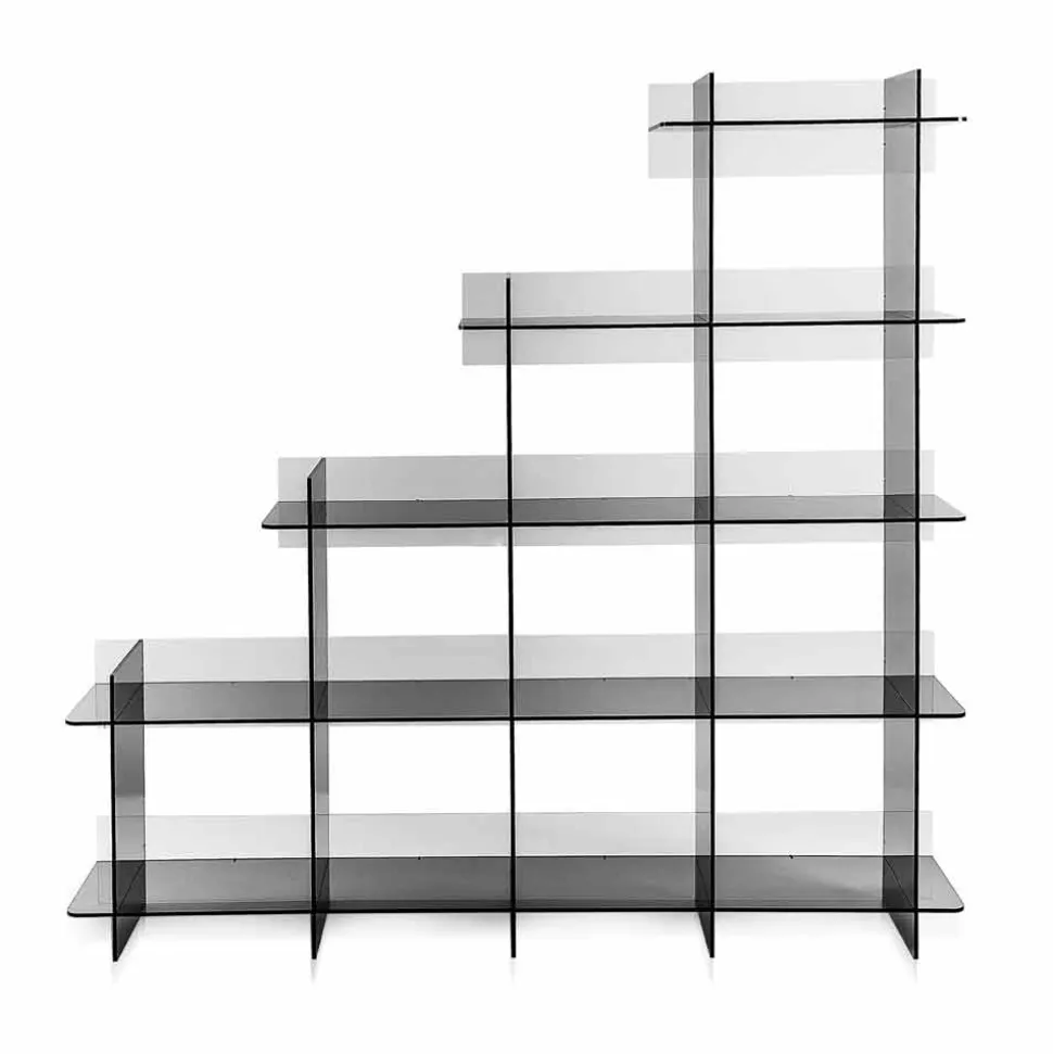 Libreria a muro fumé Sfera3 L180 x H180 x P30 cm, made in Italy