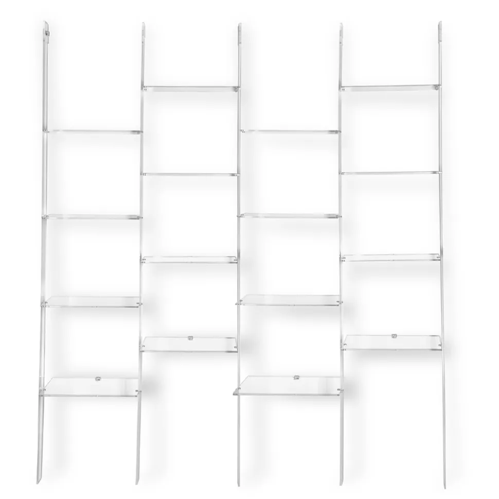 Libreria a Muro in Plexiglass Trasparente Design fino 4 Elementi - Trezza