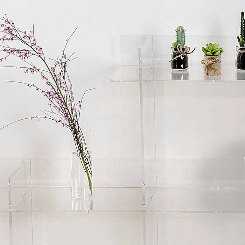 Libreria a muro trasparente Sfera3 L180 x H180 x P30 cm, made in Italy