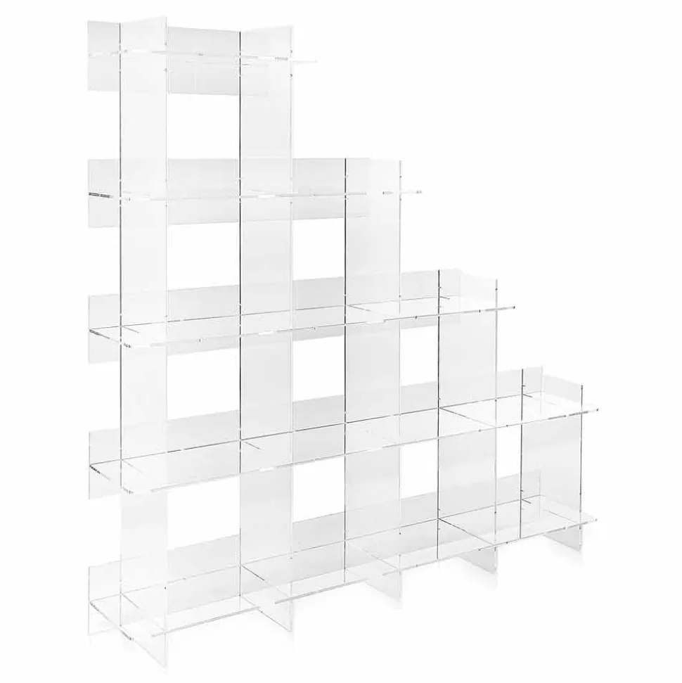 Libreria a muro trasparente Sfera3 L180 x H180 x P30 cm, made in Italy