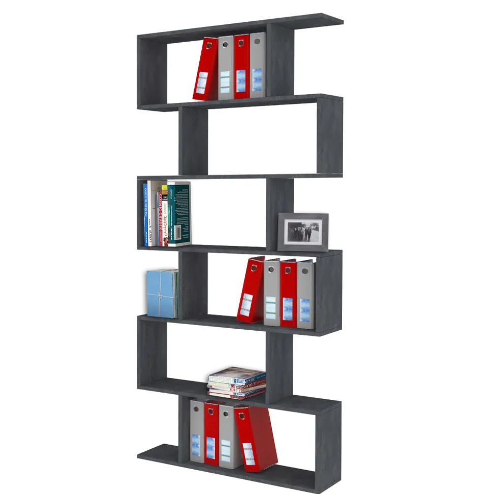 Libreria a Parete Design Verticale Salotto in Legno 3 Finiture - Minetta