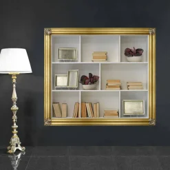 Libreria a parete in legno di geloton prodotta in Italia Giulio
