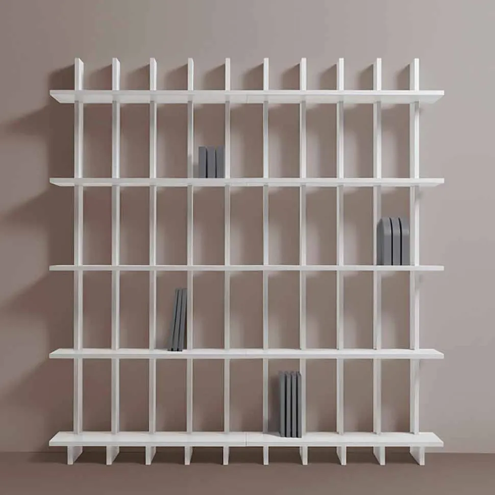 Libreria a Parete Shabby Chic in Legno Frassino di Design Moderno - Babele
