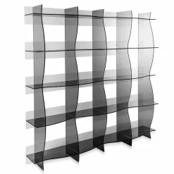 Libreria autoportante/a muro design moderno Pam fumé, made in Italy