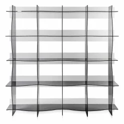 Libreria autoportante/a muro design moderno Pam fumé, made in Italy