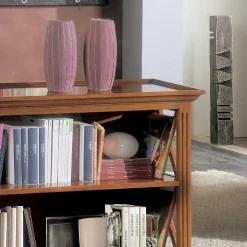 Libreria Bassa con Struttura in Legno e Vani a Giorno Made in Italy - Fauno