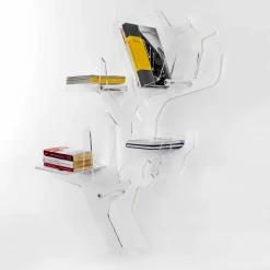 Libreria da parete bianca design moderno Carol, made in Italy