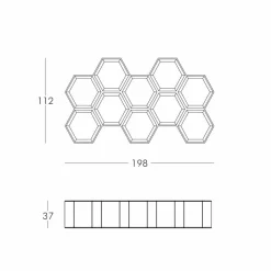 Libreria da parete colorata Slide Hexa a celle prodotta in Italia