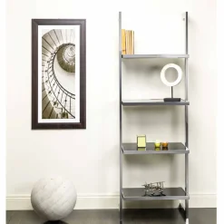 Libreria da parete in acciaio e vetro di design 60x180x44cm Tafre