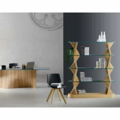 Libreria da Terra di Lusso in Vetro e Legno di Frassino Made in Italy - Aspide