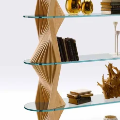 Libreria da Terra di Lusso in Vetro e Legno di Frassino Made in Italy - Aspide