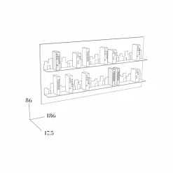 Libreria design da parete Skyline 186x86 Mabele,fatta artigianalmente in metallo