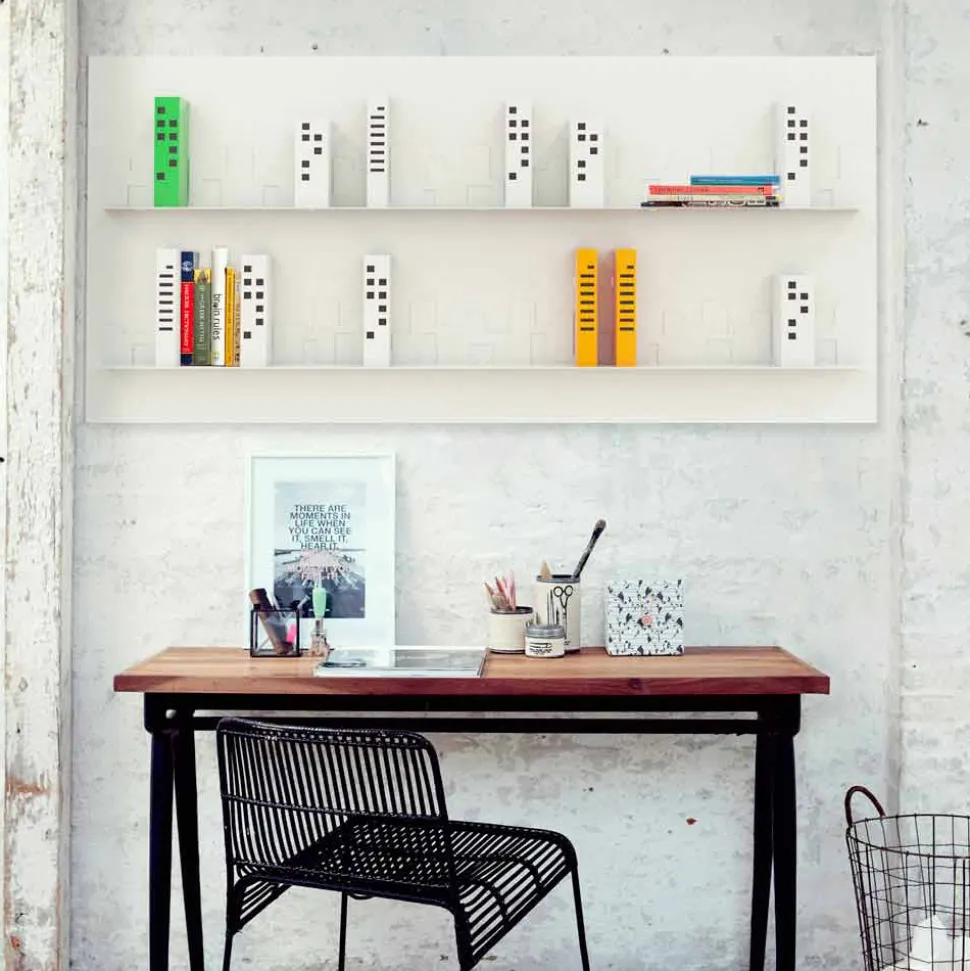 Libreria design da parete Skyline 186x86 Mabele,fatta artigianalmente in metallo