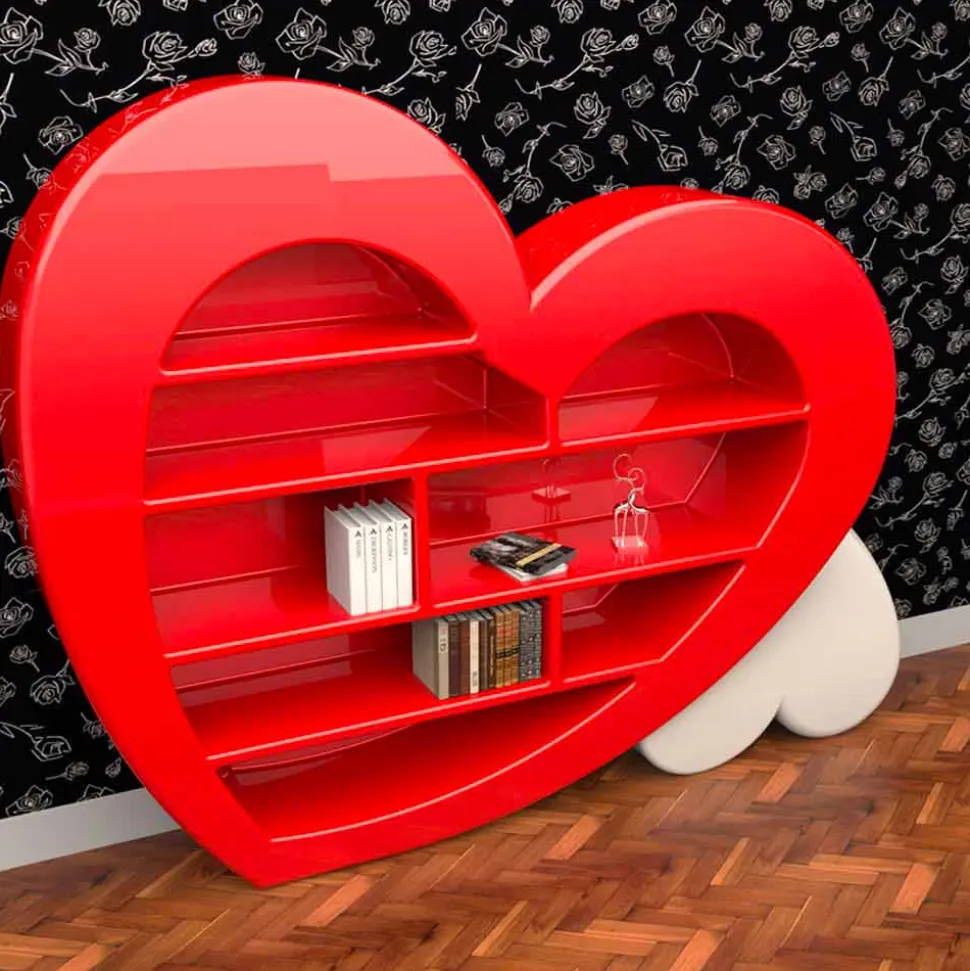 Libreria Design in Solid Surface Cuore Made in Italy