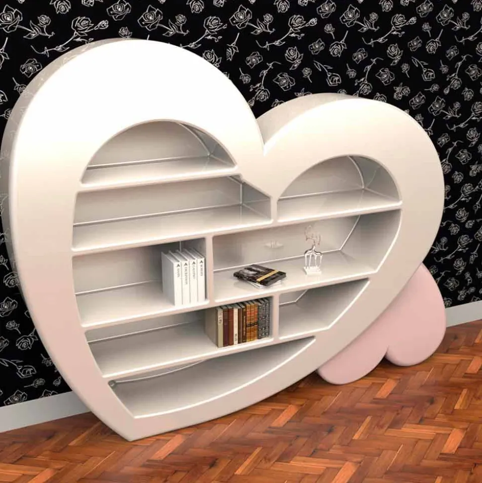 Libreria Design in Solid Surface Cuore Made in Italy