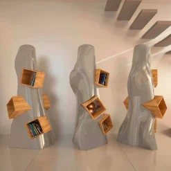 Libreria design moderno in legno e Solid Surface K2 made in Italy