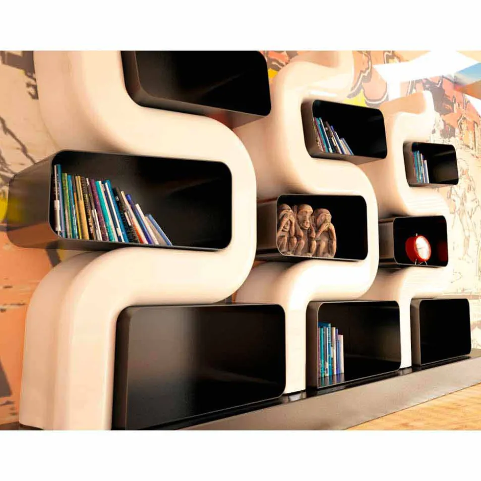 Libreria design moderno in Solid Surface Ser P made in Italy