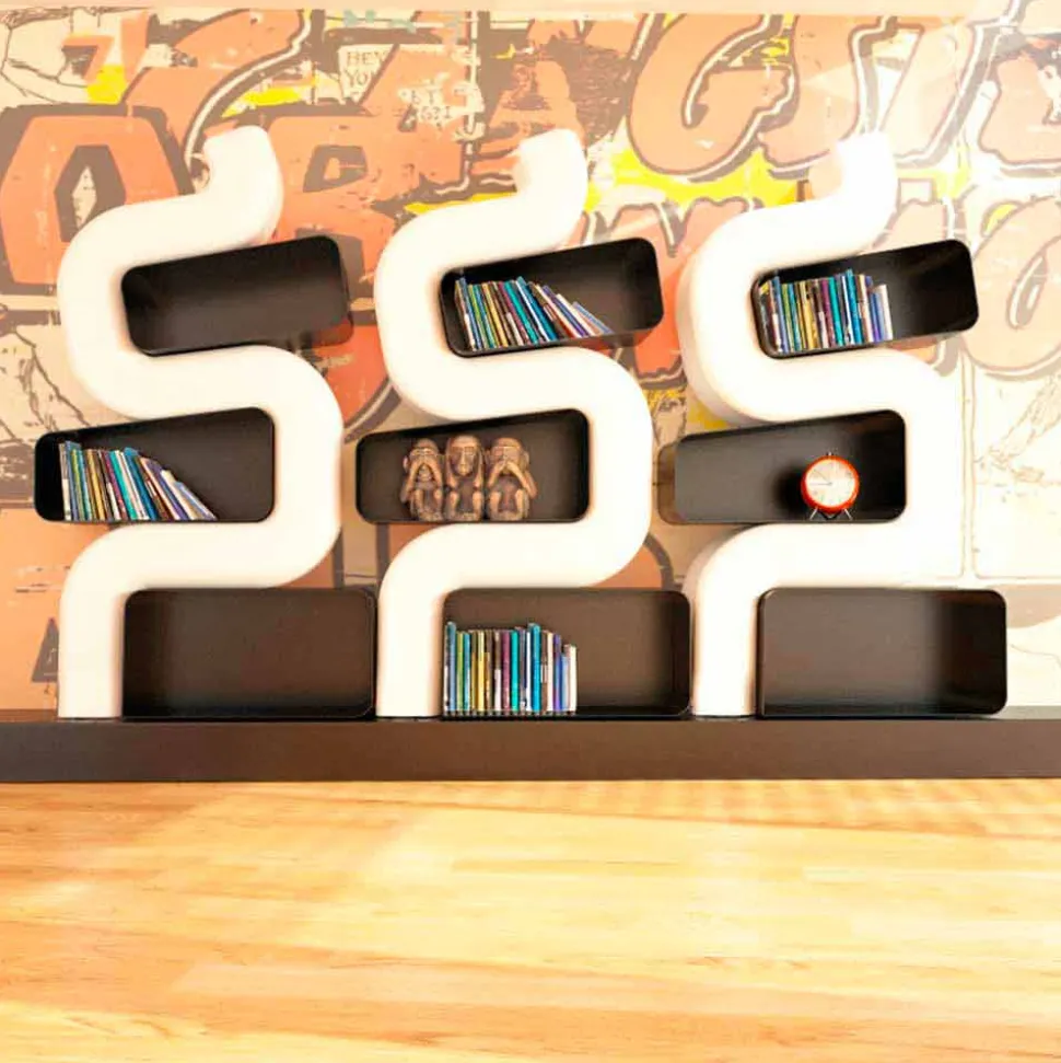 Libreria design moderno in Solid Surface Ser P made in Italy