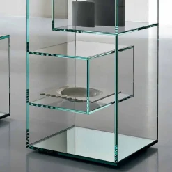 Libreria Espositore Bassa da Salotto Freestanding in Vetro Extrachiaro - Linzy