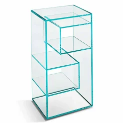 Libreria Espositore Bassa da Salotto Freestanding in Vetro Extrachiaro - Linzy