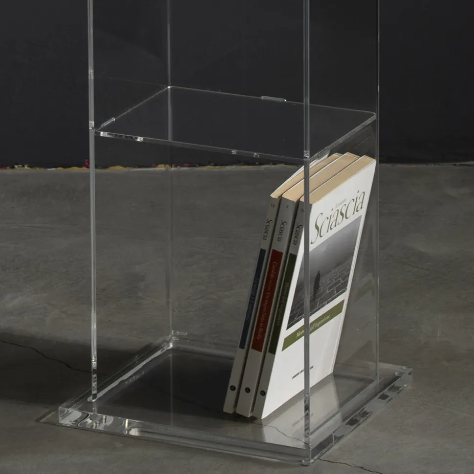Libreria Freestanding a Colonna in Cristallo Acrilico Trasparente - Corrige