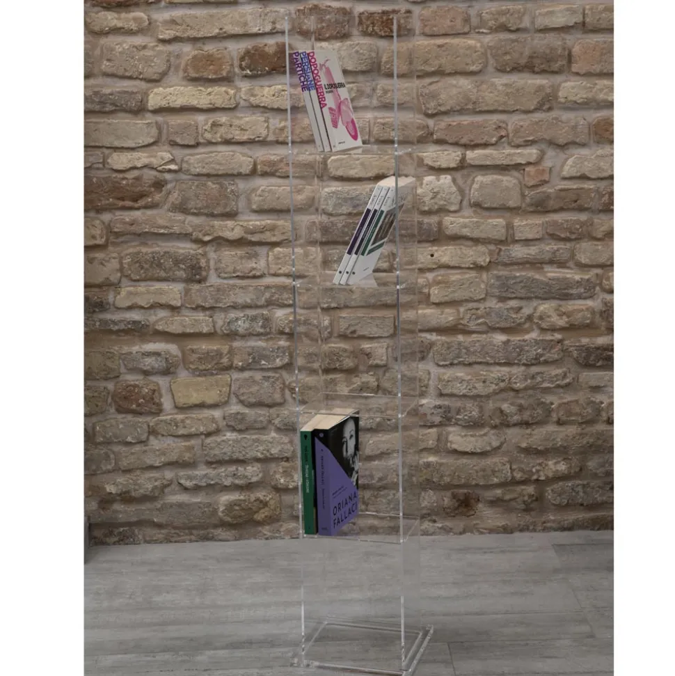 Libreria Freestanding a Colonna in Cristallo Acrilico Trasparente - Corrige