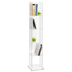 Libreria Freestanding a Colonna in Cristallo Acrilico Trasparente - Corrige