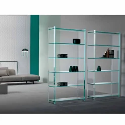 Libreria Freestanding in Vetro Extrachiaro a 6 Ripiani Made in Italy - Ramen
