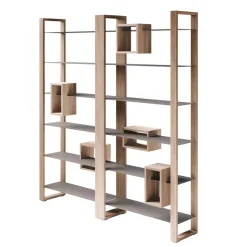 Libreria in Legno di Noce Nodato e 6 Ripiani Made in Italy - Berta