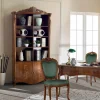 Libreria in Legno Noce Bassano Intarsiato con Ante Made in Italy - Commodo