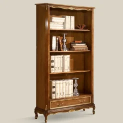 Libreria in Legno Noce Stile Classico con Cassetto Made in Italy - Ronald