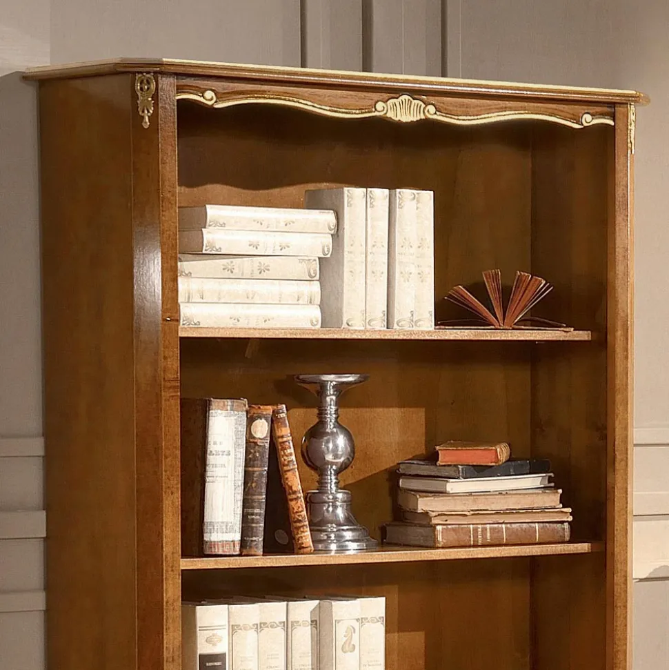 Libreria in Legno Noce Stile Classico con Cassetto Made in Italy - Ronald