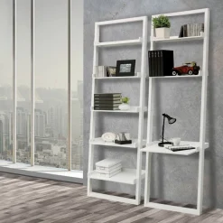 Libreria in MDF Laccato Bianco Opaco con 5 Ripiani - Cadmio