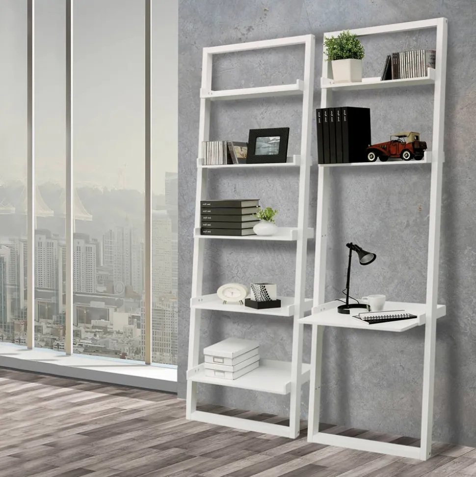 Libreria in MDF Laccato Bianco Opaco con 5 Ripiani - Cadmio
