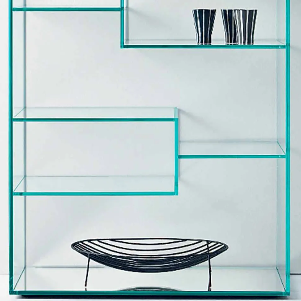 Libreria Salotto in Vetro Extrachiaro con o senza Cassetti Made in Italy- Linzy