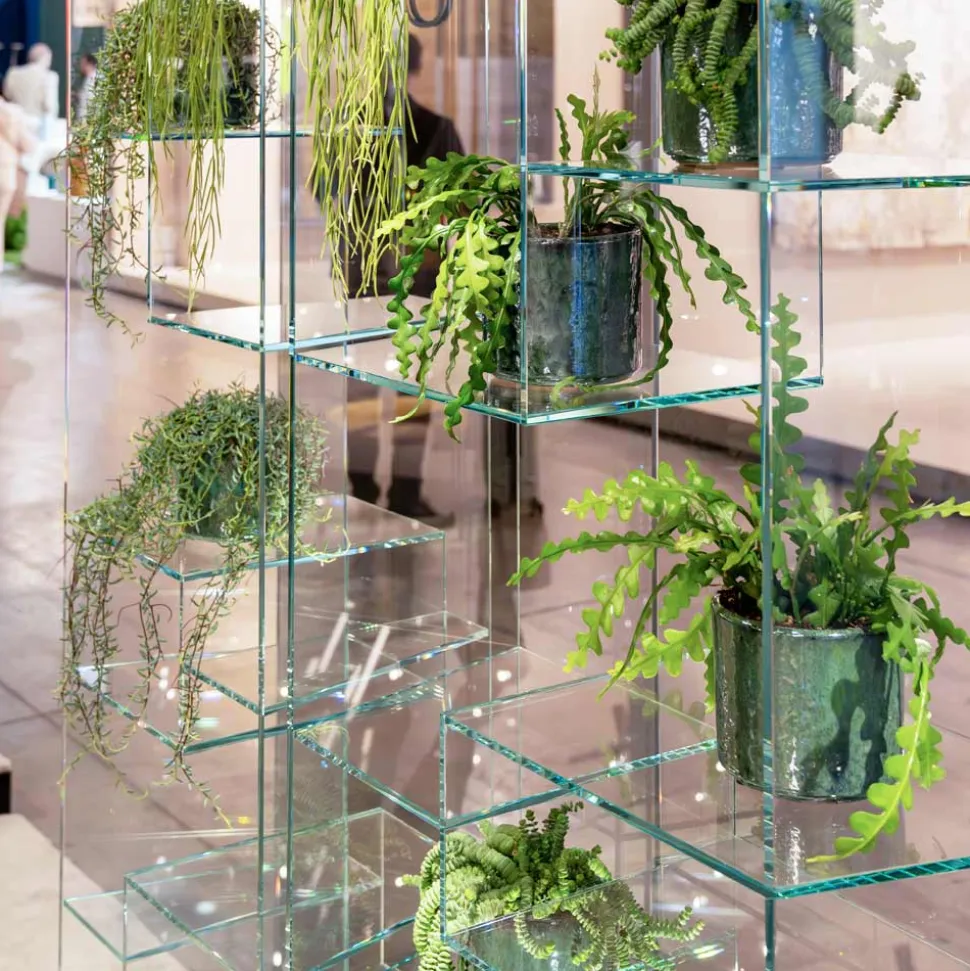 Libreria Salotto in Vetro Extrachiaro con o senza Cassetti Made in Italy- Linzy