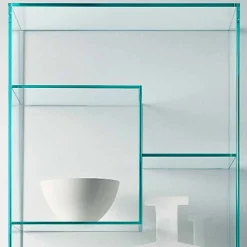 Libreria Salotto in Vetro Extrachiaro con o senza Cassetti Made in Italy- Linzy