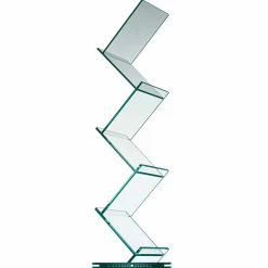 Libreria Verticale in Vetro Trasparente da Soggiorno Freestanding - Brugo