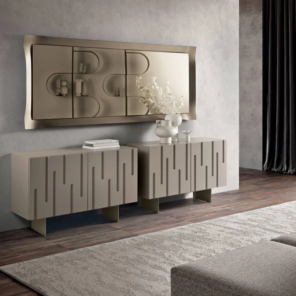 Madia con 2 Ante con Apertura Push Pull in MDF Made in Italy - Fabrizia