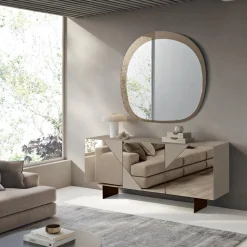 Madia con 3 Ante in MDF Laccato Rivestite in Vetro Specchio - Diletta