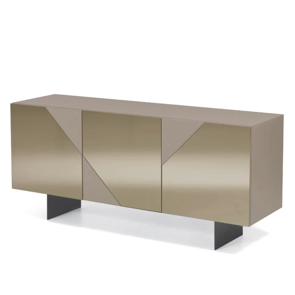 Madia con 3 Ante in MDF Laccato Rivestite in Vetro Specchio - Diletta