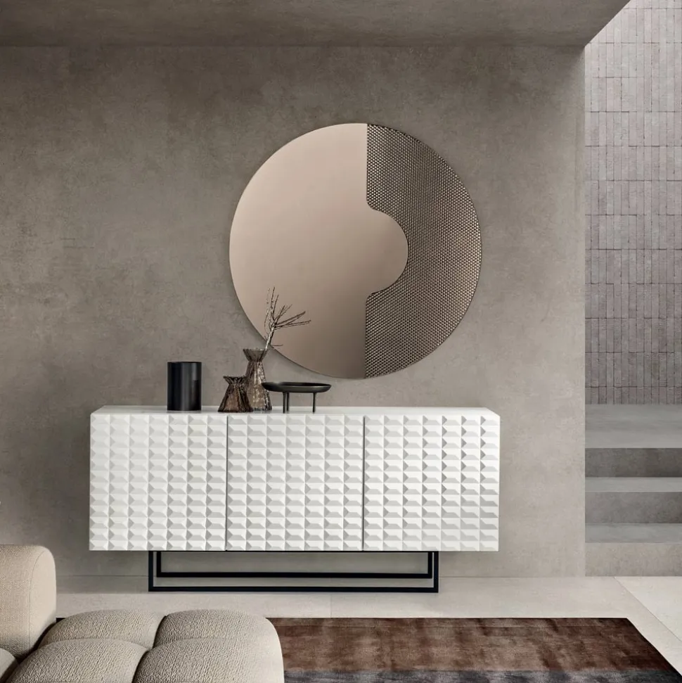 Madia con 3 Ante in MDF Rivestito in PVC Laccato Made in Italy - Dorotea