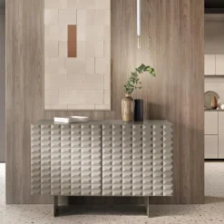 Madia con 2 Ante in MDF Rivestito in PVC Laccato Made in Italy - Dorotea