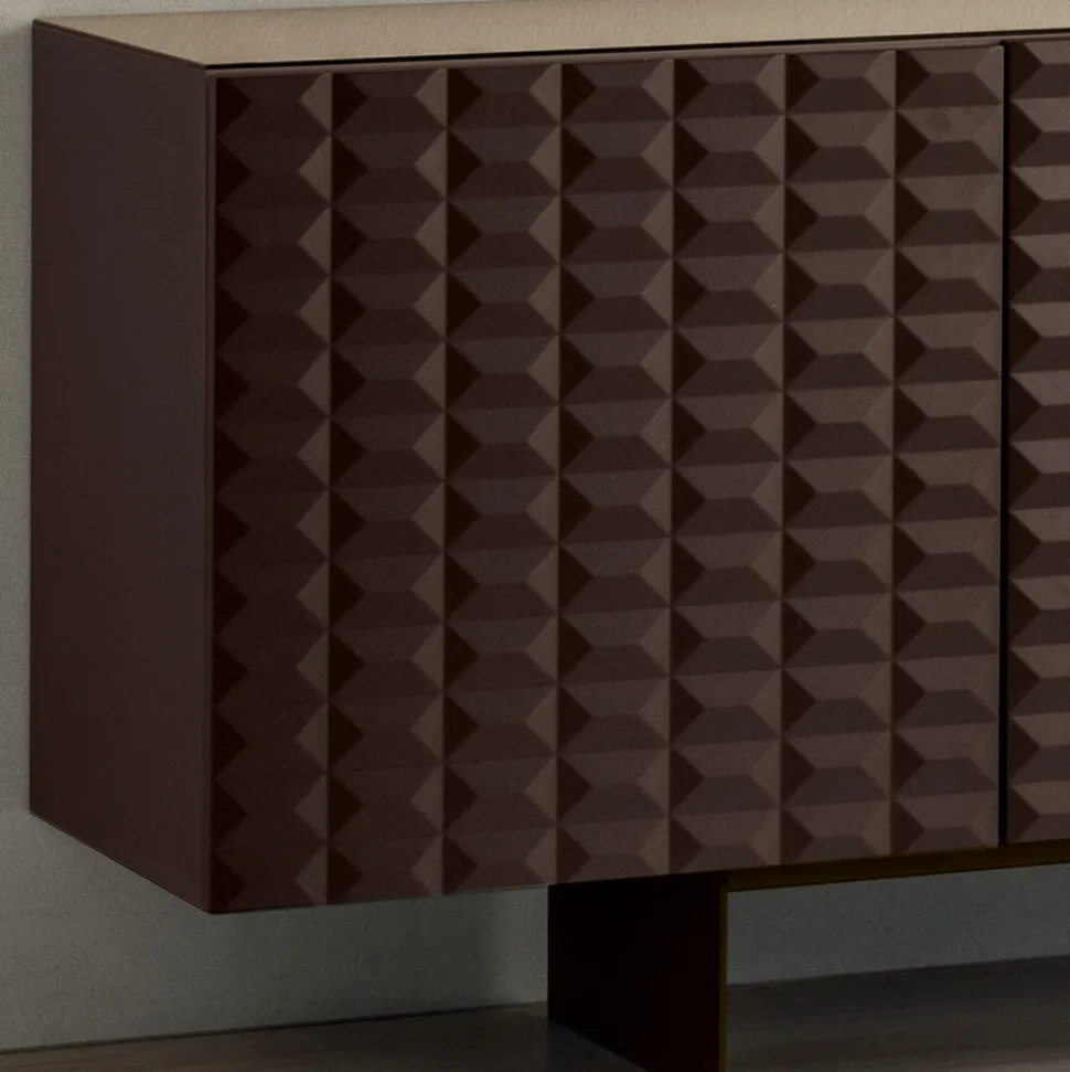 Madia con 4 Ante in MDF Rivestito in PVC Laccato Made in Italy - Dorotea