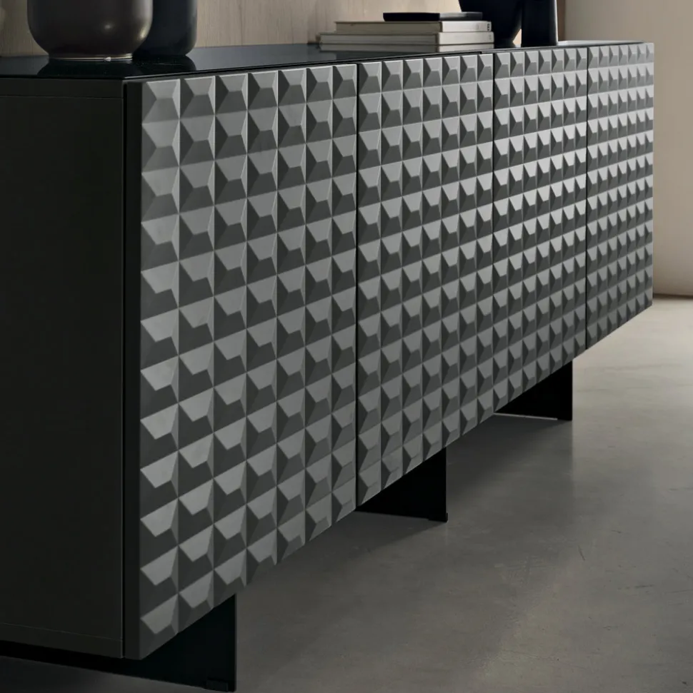 Madia con 4 Ante in MDF Rivestito in PVC Laccato Made in Italy - Dorotea