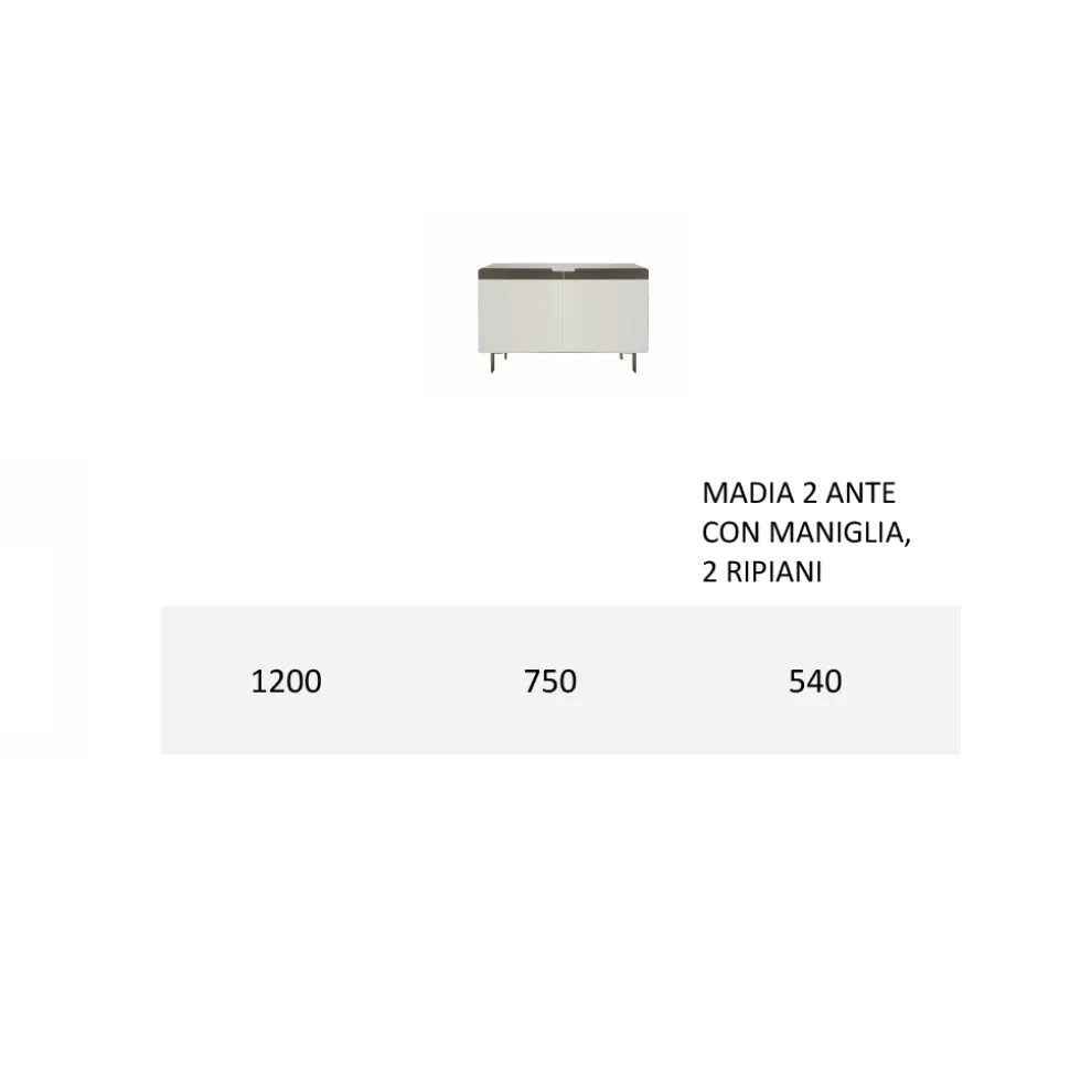 Madia con Scocca e Ante in Mdf Base a 4 Piedi Made in Italy - Corallo